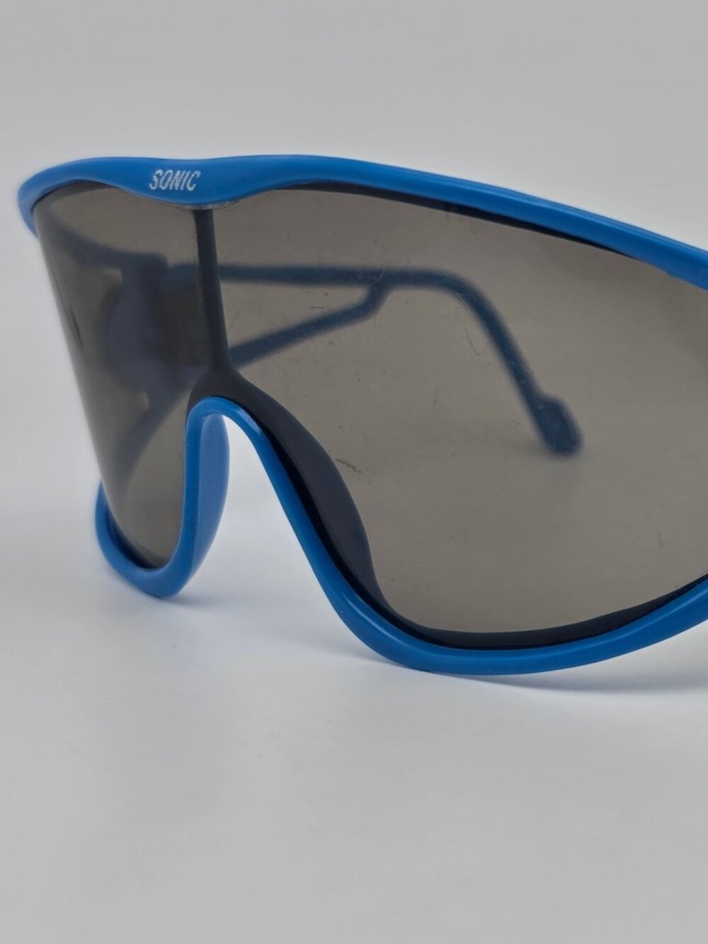 Sonic Macho Man Blue Frame Polarized Grey Lens Randy Savage Shield Sunglasses